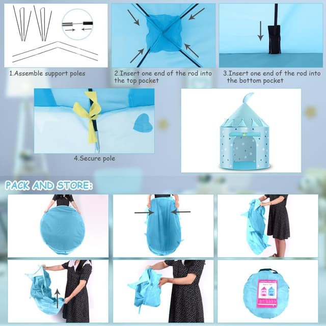 Detalle 2 de HOTUT Kinder Spielzelt Prinzessin 101 cm