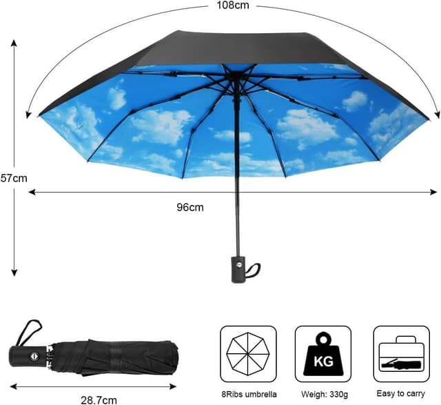 Detalle 2 de Aolso Ombrello Pieghevole Antivento 8 stecche 🌂