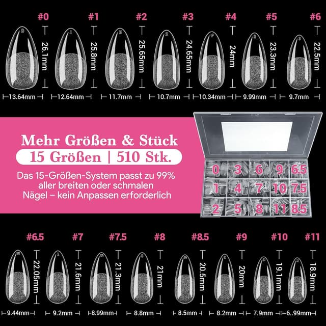 Thumbnail 6 de QIEK Nageltips 510 Stück Mandel