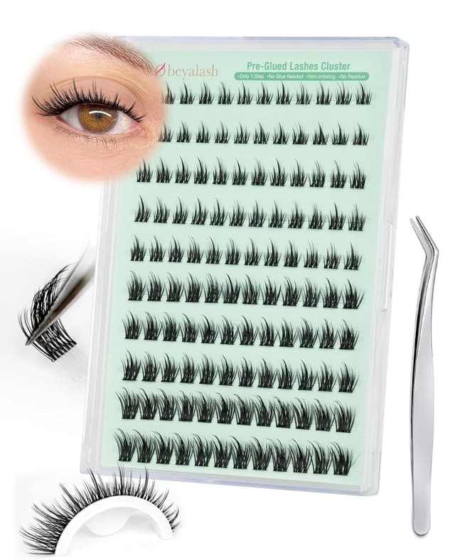 Detalle de Obeyalash selbstklebende Wimpern (120 Stück) – Wimpern-Cluster C Curl zum Aufkleben, ohne Kleber