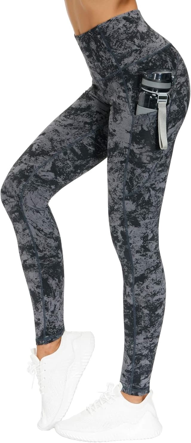 Detalle de THE GYM PEOPLE Thick High Waist Yoga Pants with Pockets (Tummy Control) for Women