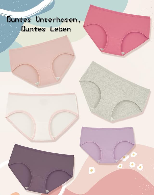 Detalle de INNERSY Unterhosen Mädchen Baumwolle – bequeme Slips im 6er-Pack (8–16 Jahre)