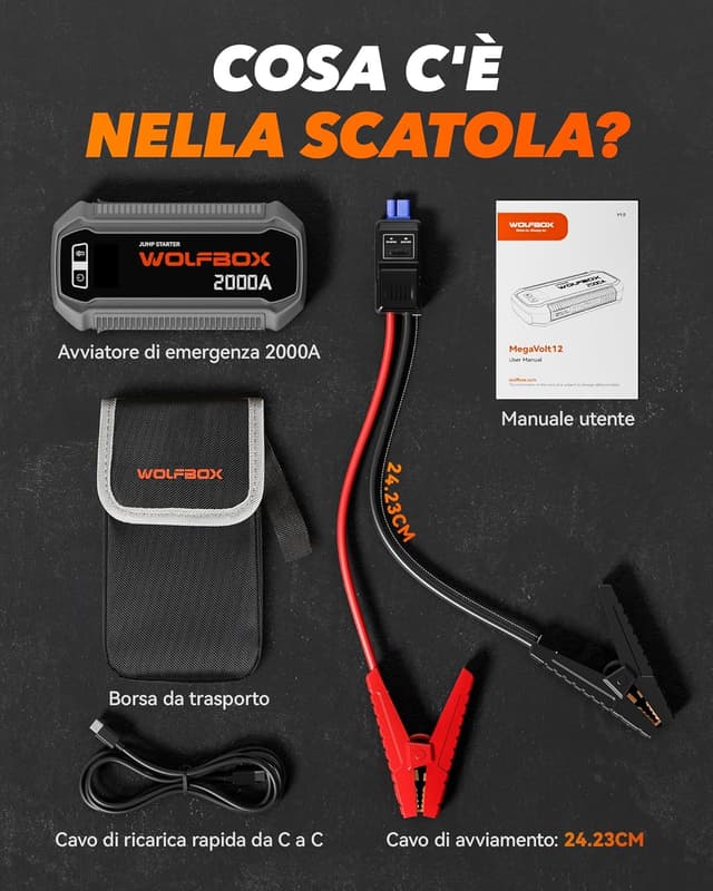 Detalle 2 de WOLFBOX Booster Avviamento 2000 A portatile