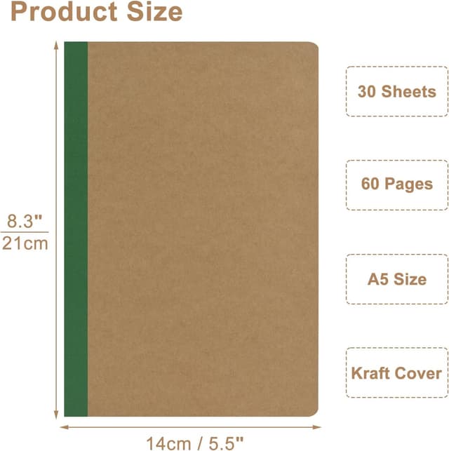 Detalle 2 de ZCZN A5 Notebook 12-Pack, 60 Pages