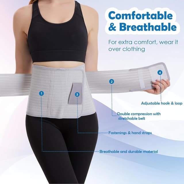 Detalle 2 de Paskyee Postpartum Belly Band (C-section recovery belly wrap) – Grey Waist/Pelvis Belt, L/XL
