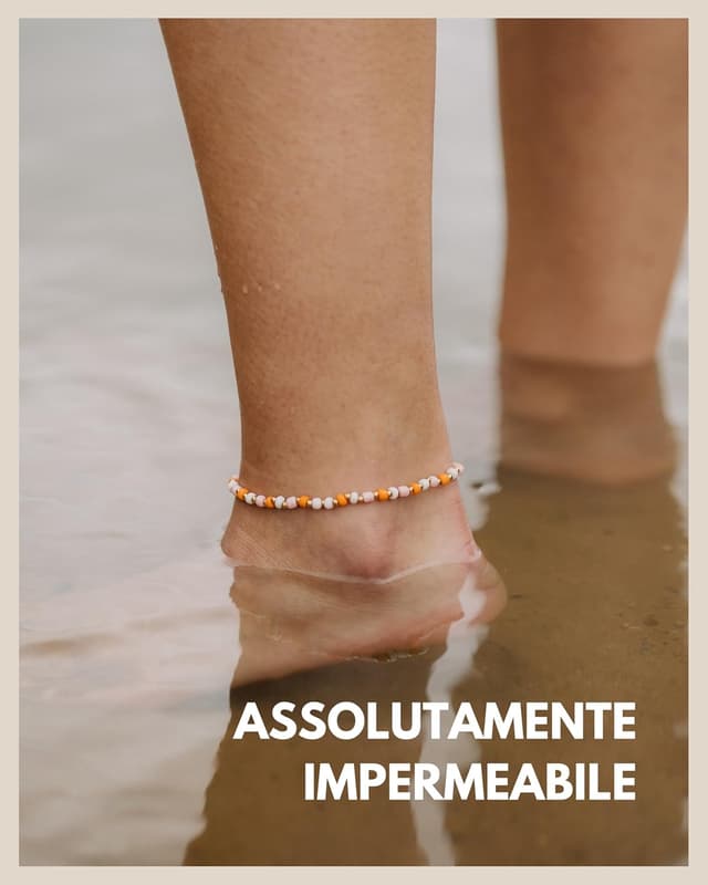 Detalle de GD GOOD.designs EST. 2015 Cavigliere da donna con perle di giada (4 mm) – impermeabile, regolabile 22–27 cm