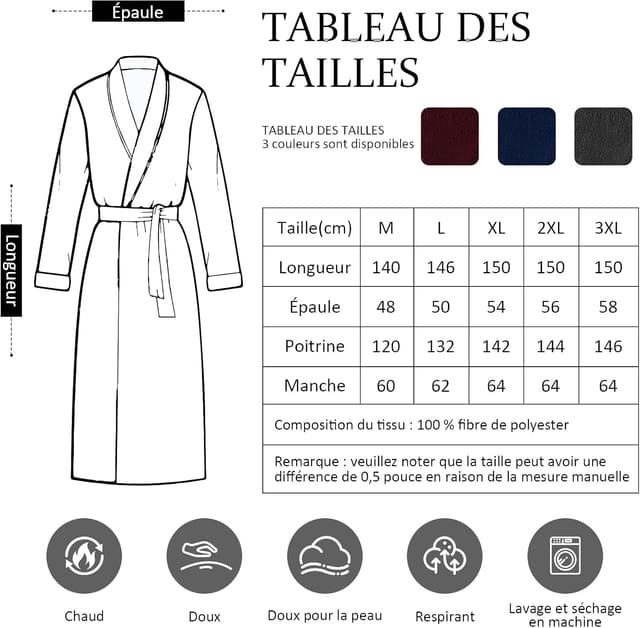 Thumbnail 6 de PUTUO Robe de Chambre Femme Polaire Longue