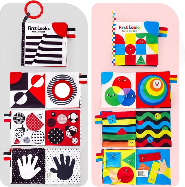 Detalle 2 de hahaland 2 Pack Baby Toys high-contrast soft books