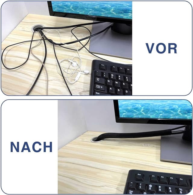 Detalle de Palazen 6 m Kabelschlauch selbstschließend (24–34 mm), flexibler gewebter Kabelschutz, zuschneidbar – schwarz