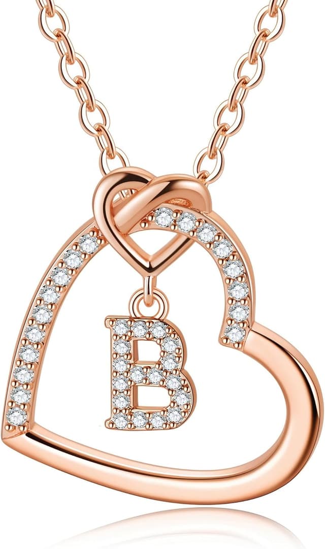 Detalle de TINGN Damenkette im Herz-Letter-Design (A–Z) – vergoldet, nickelfrei, mit Verlängerung