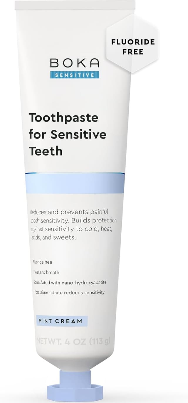Detalle de Boka Sensitive Toothpaste (Fluoride-Free) with 5% Potassium Nitrate, Nano Hydroxyapatite — Mint Coconut Cream, 4 fl oz