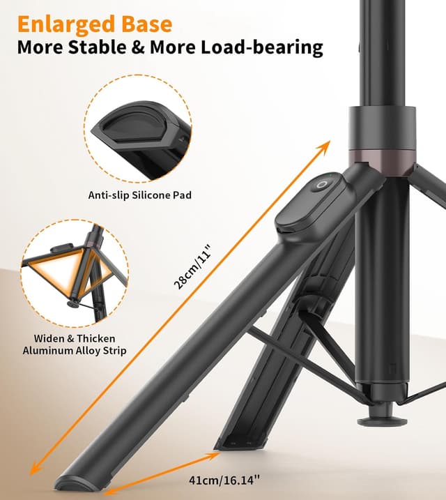 Thumbnail 6 de TONEOF 66" Automatic Tripod Selfie Stick with Auto-Open Stand and Magnetic Rechargeable Remote (Black)