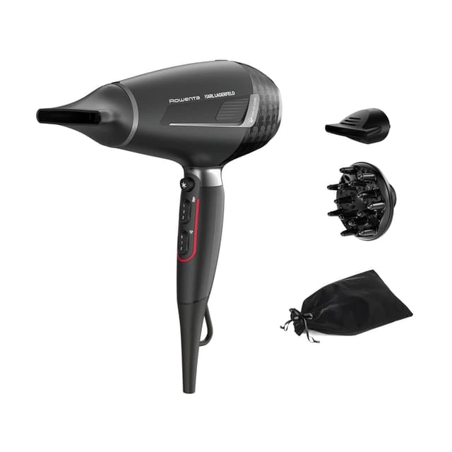 Detalle de Rowenta x Karl Lagerfeld CV888L K/Pro Stylist Haartrockner (2200 W, AC-Motor, Ionic Shine) – Schwarz/Rot