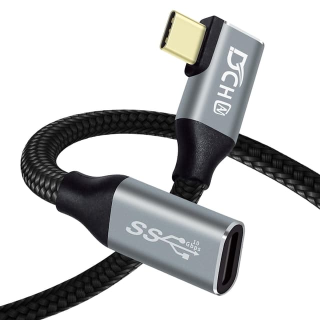 Detalle de DCHAV 1 m USB-C-auf-USB-C Kabel (100 W, 10 Gbit/s, 4K@60 Hz) mit 90-Grad-Stecker