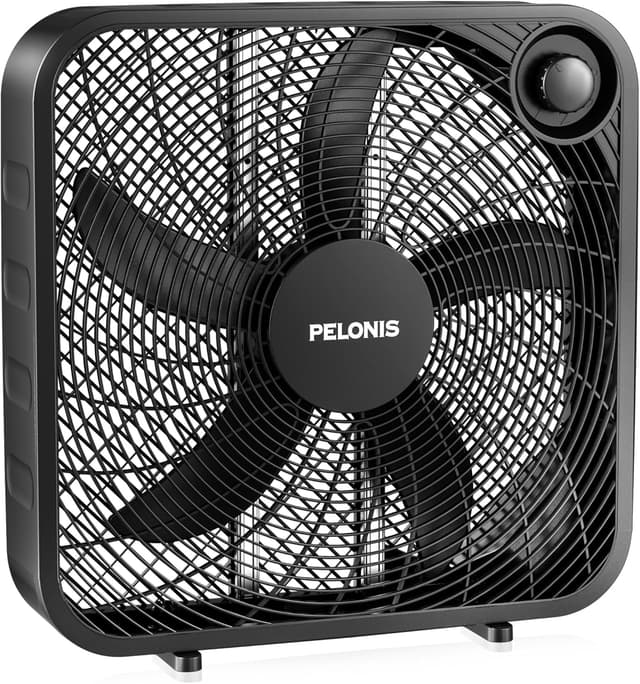 Detalle de PELONIS 20 Inch Box Fan (3 Speeds) — Window Fan, Floor or Tabletop Cooling with Up to 2,295 CFM