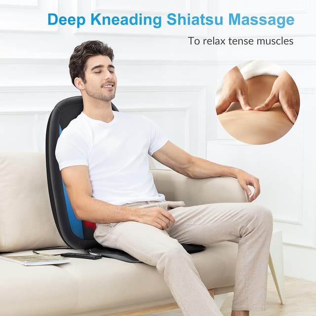 Detalle 2 de Comfier Shiatsu Massaggiatore Schiena con Calore: cuscino sedile massaggiante con impastamento