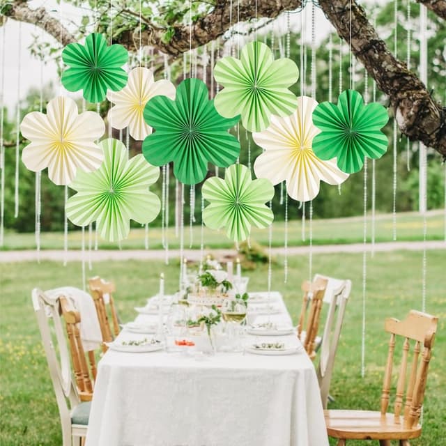 Detalle 2 de SUNBEAUTY Papier Fächer Girlande mit 9 Teilen