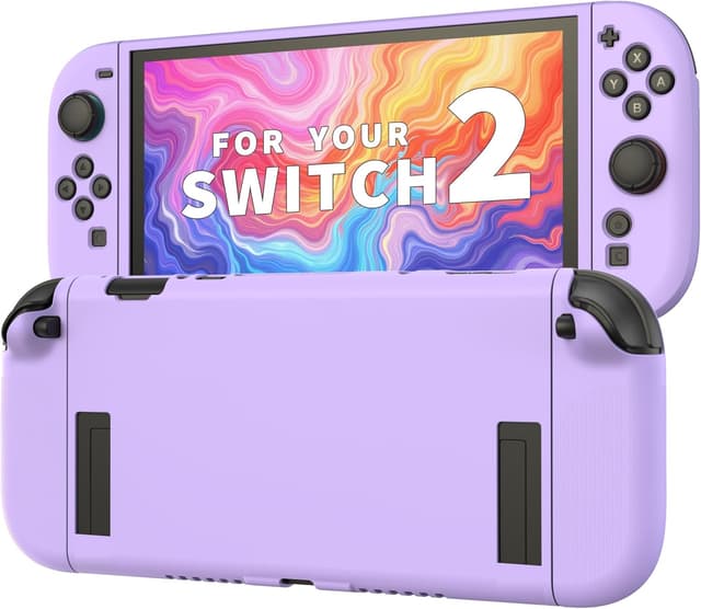 Detalle de JINGDU Protective Case for Nintendo Switch 2 (2025) – Purple Matte TPU Shockproof Shell with Anti-Slip Grip