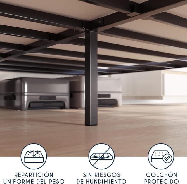 Thumbnail 5 de Dreamzie Cama 120x200 cm Metal Negro 35 cm