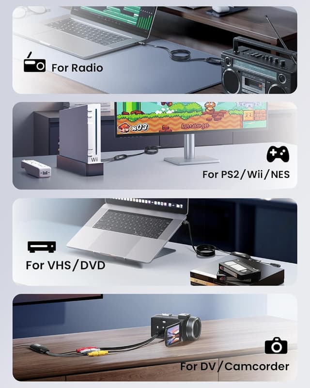 Detalle 2 de Avedio Links VHS to Digital Converter (RCA/S-Video to USB 2.0 Capture Card) for Windows & Mac