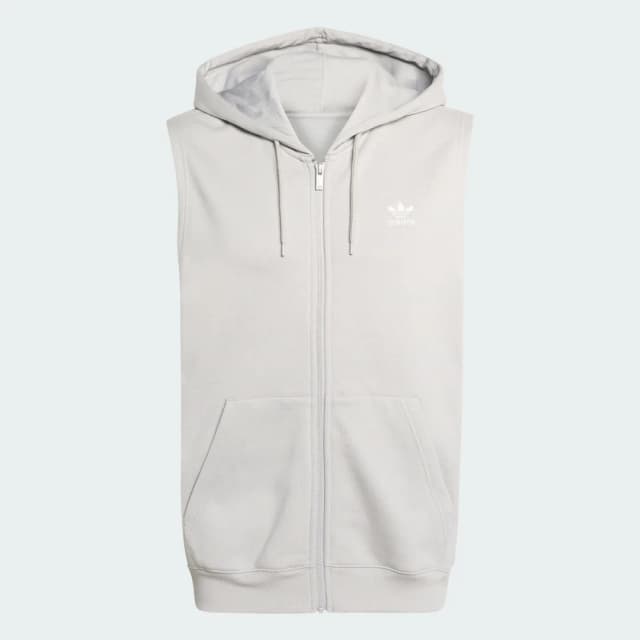 Detalle de Sudadera con capucha sin mangas adidas Trefoil Essentials en gris