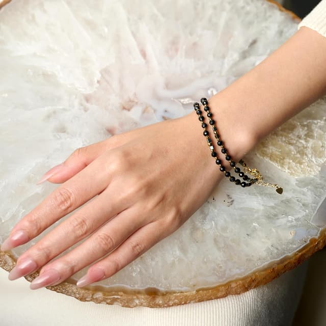 Detalle de Farfume Edelstein Perlen Armband für Frauen mit 4 mm Kristallen & Silber 925 – elastisches Chakra-Armband