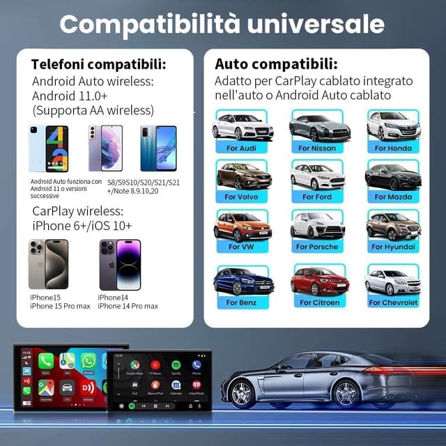 Detalle de Carlinkit 5.0 CarPlay Wireless e Android Auto 2 in 1 (versione 2026) per auto dal 2016
