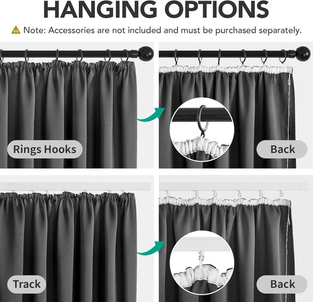 Thumbnail 3 de Deconovo Gardinen Extra Breite 245x200 Dunkelgrau