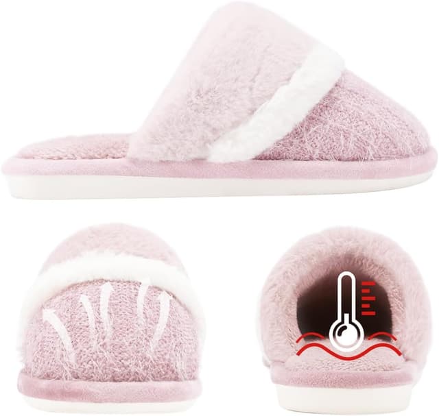Detalle 2 de GOEWY Cozy Slippers for Women – Fuzzy memory foam house shoes with anti-skid sole