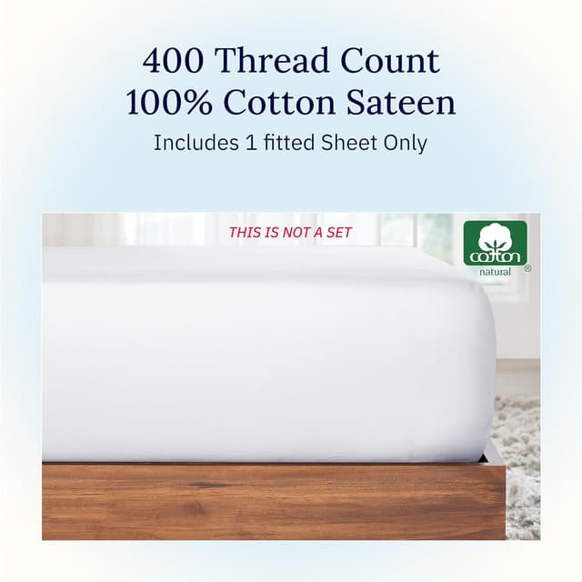 Detalle 2 de California Design Den Queen Fitted Sheet 100% Cotton 400 TC Sateen