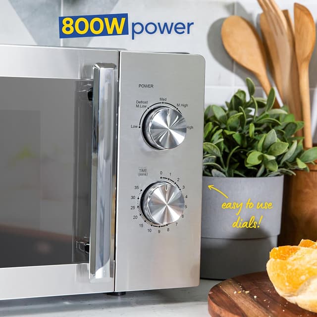 Detalle 2 de Russell Hobbs RHMM827SS Stainless Steel 20 Litre 800W Solo Manual Microwave with 5 Power Levels