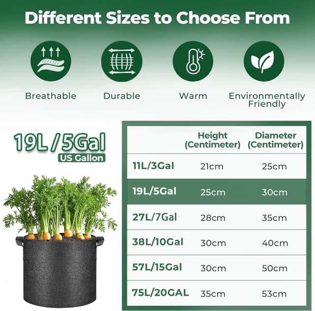 Thumbnail 4 de T4U grow bags 5 gallon, pack of 5