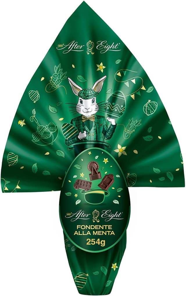Detalle de AFTER EIGHT Uovo di Pasqua 2026 al cioccolato fondente e menta da 254 g con 3 cioccolatini