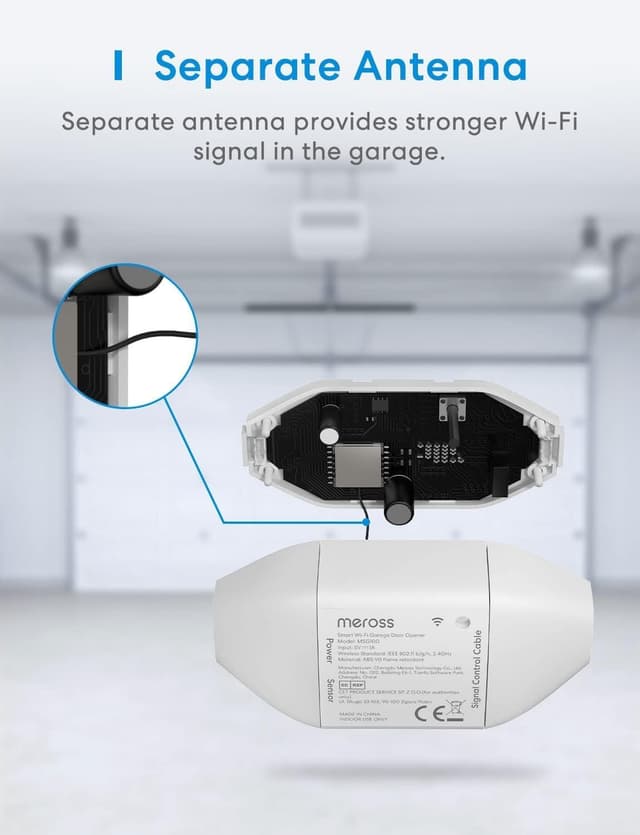 Detalle 2 de Meross Smart Garagentoröffner Fernbedienung (WLAN) – kompatibel mit Alexa, Google und SmartThings