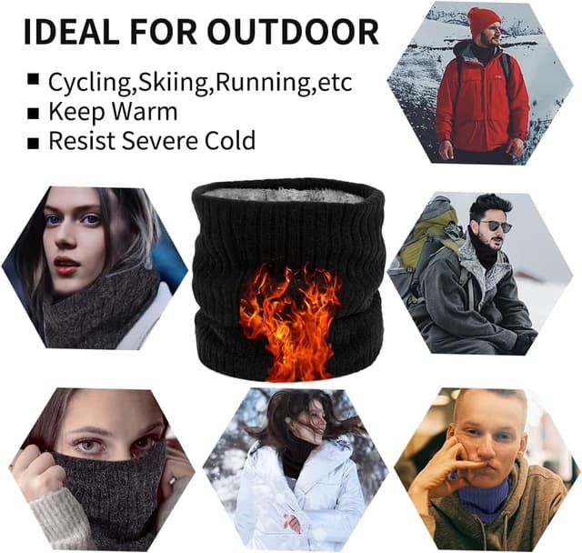 Detalle de Cache-cou en polaire coupe-vent HGDGears en laine tricotée et cachemire (double couche) pour l’hiver