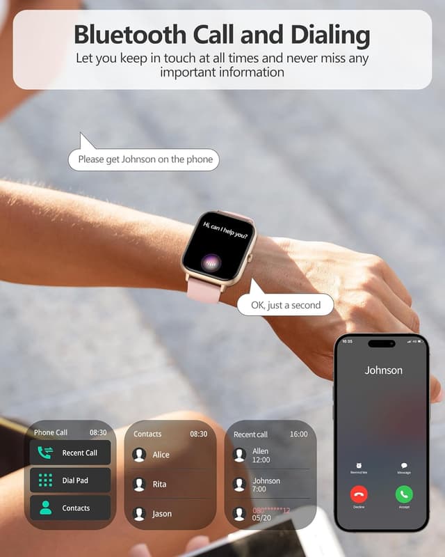 Detalle 2 de Smart Watch for Men Women with Bluetooth Calling, 1.83" Fitness Display & IP68 (Da Fit app)