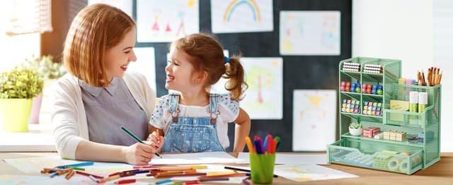 Thumbnail 6 de Marbrasse Netz Schreibtisch-Organizer mit Schublade (grün) – Stiftehalter & Aufbewahrung für Büro, Schule und Zuhause