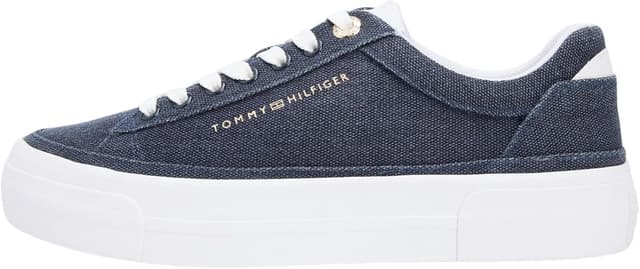Detalle de Tommy Hilfiger TH Foxing Platform Washed Canvas FW0FW09172, basso top donna