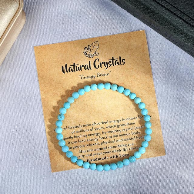 Detalle de XIANNVXI Lapislazuli-Perlenarmband mit 4 mm Natursteinperlen (elastisch)