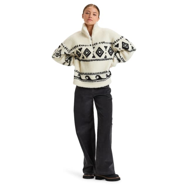 Detalle de Roxy Treasure Soul: forro polar de mujer con media cremallera y cuello alto