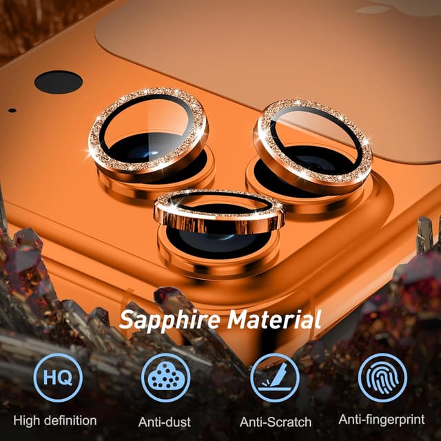 Detalle de Jeluse Camera Lens Protector with 9H Tempered Glass and Metal Ring (for select iPhone Pro models)