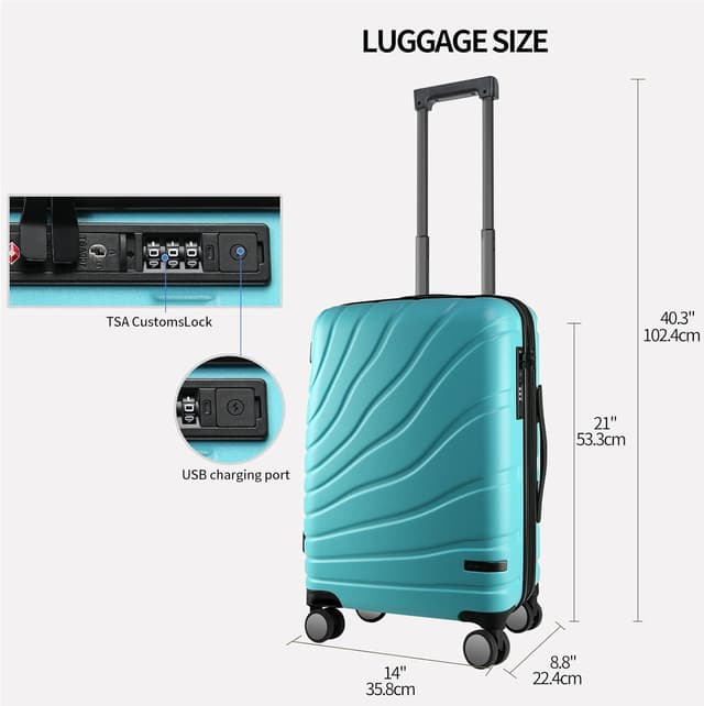 Detalle 2 de VANKEAN 20 inch Rolling Laptop Bag with Wheels (Trolley Bag) – Lake Blue