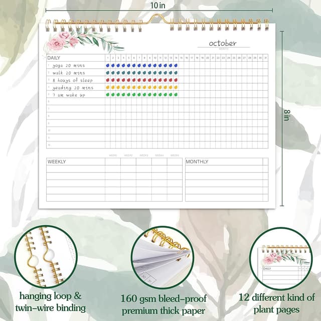 Detalle de Habit tracker calendar 12 months 8 x 10