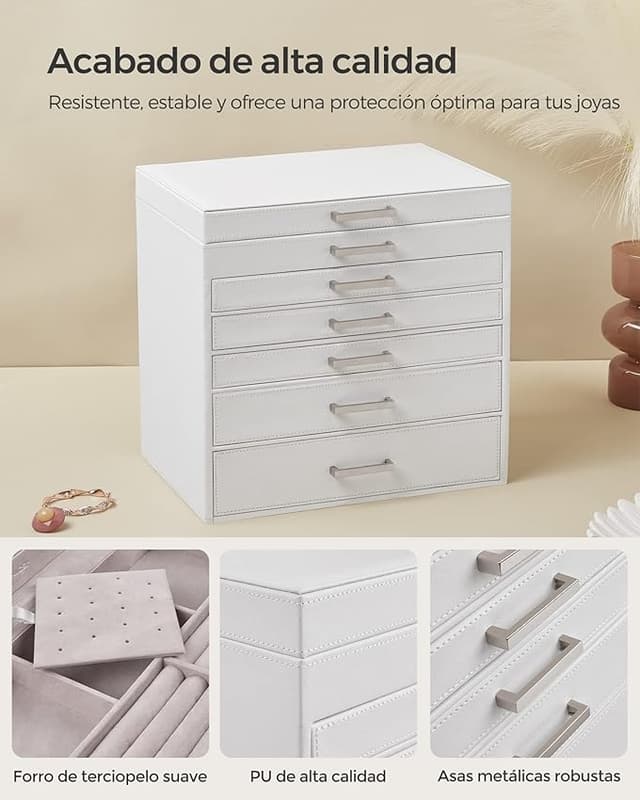 Thumbnail 3 de SONGMICS Joyero Gran Capacidad Blanco/Gris