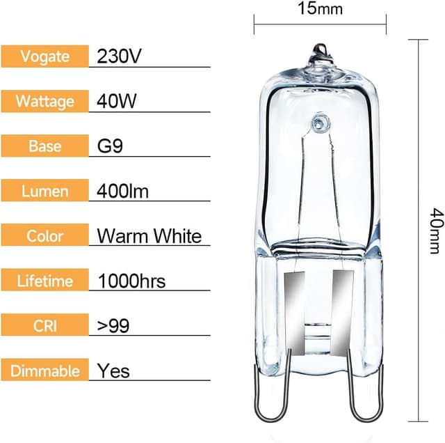Thumbnail 6 de GMY Halogen G9 Oven Bulbs 40W 230V