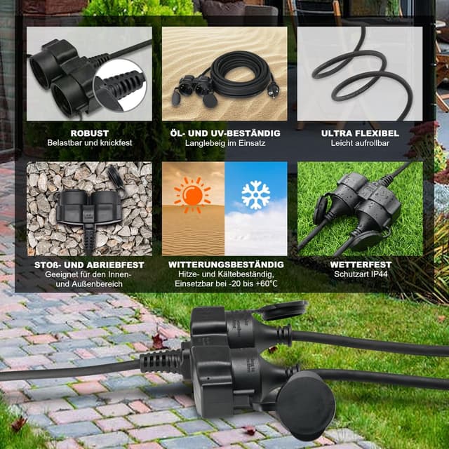 Detalle 2 de XUANSHI Verlängerungskabel Outdoor 3 m