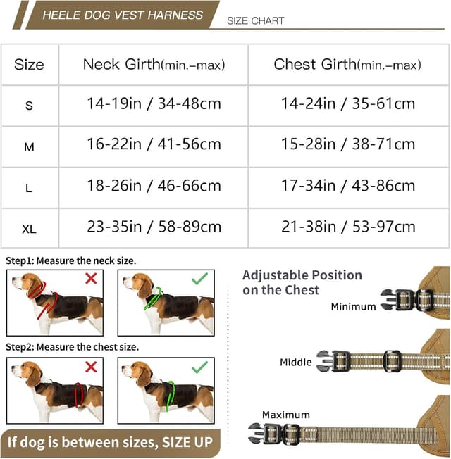 Detalle de HEEELE Dog Harness No Pull Large (Release on Neck) Bronze, L