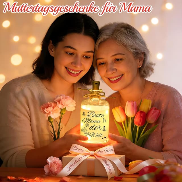 Detalle 2 de Linkax Muttertagsgeschenk LED-Flaschenlicht „Beste Mama der Welt“