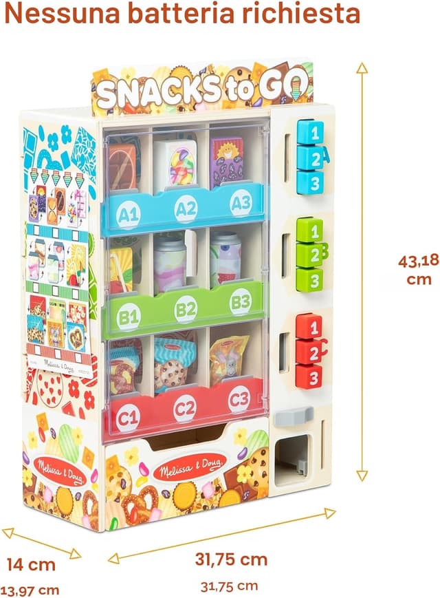 Thumbnail 6 de Melissa & Doug Set Distributore automatico delle merende in legno con snack finti, monete e tessere (gioco d’imitazione 3+)