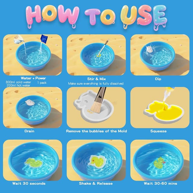 Detalle 2 de QANIY Magic Water Elf Toy Kit (20 Gels, 24 Molds) — DIY Squishy Maker for Kids Ages 4–8